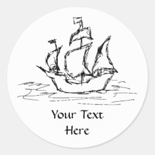 Sticker Rond Navire pirate.