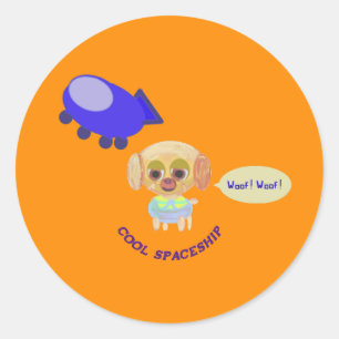 Sticker Rond Navire spatial