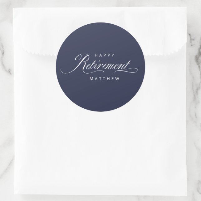 Sticker Rond Navy Blue Simple Elegant Retraite Party (Sac)