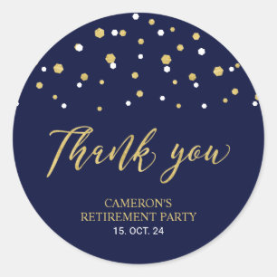 Sticker Rond Navy & Or Cadeau de retraite moderne Merci