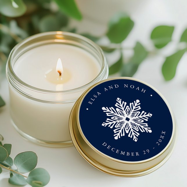Sticker Rond Navy Snowflake Mariage Adresse de la famille de No (Créateur téléchargé)