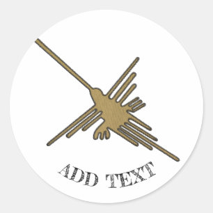 Sticker Rond Nazca Lines Hummingbird Faux Broderie Imprimer