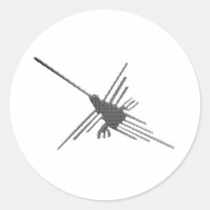 Sticker Rond Nazca Lines Hummingbird Newsprint
