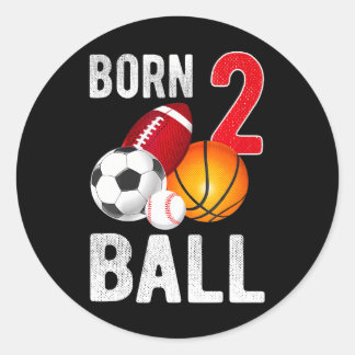 Sticker Rond Né 2 balle Anniversaire Garçon Fille T2 An Baller
