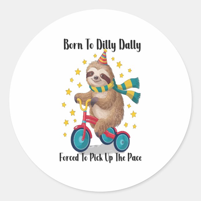 Sticker Rond Né à Dilly Dally Sloth (Devant)