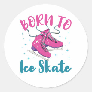Sticker Rond Né à Patinage sur glace Cute patinage artistique