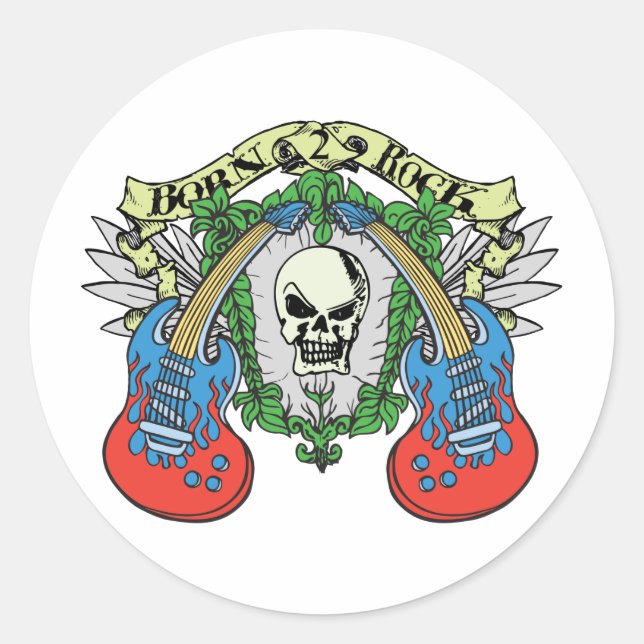 Sticker Rond Né à Rock (Devant)