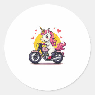 Sticker Rond Né À Vélo Unicorn I Motorcycle Fan Biker Fun Ta