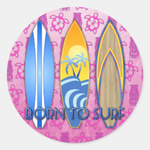 Sticker Rond Né Au Surf