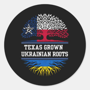 Sticker Rond Né au Texas avec des racines ukrainiennes - Ukrain