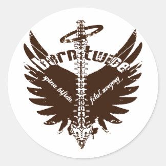 Sticker Rond Né Deux fois Spina Bifida Chirurgie foetale Ange A