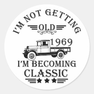 Sticker Rond né en 1969 vintage anniversaire homme cadeau