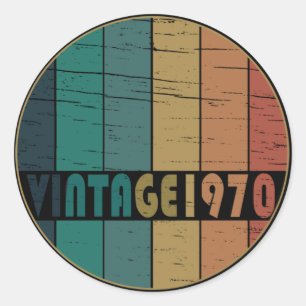 Sticker Rond Né en 1970 cadeau d'anniversaire vintage