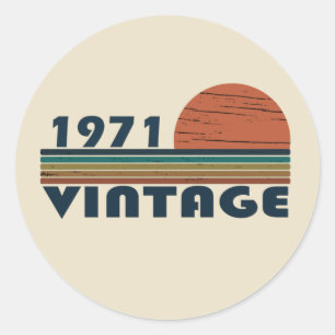Sticker Rond Né en 1971 cadeau d'anniversaire vintage