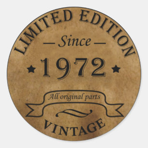 Sticker Rond né en 1972 anniversaire vintage