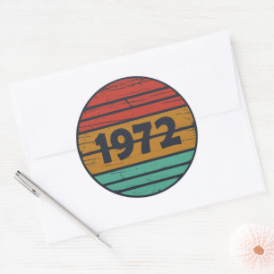 Sticker Rond Né en 1972 cadeau d'anniversaire vintage