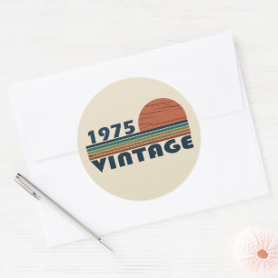 Sticker Rond Né en 1975 cadeau vintage 50e anniversaire