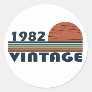 Sticker Rond Né en 1982 cadeau d'anniversaire vintage