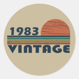 Sticker Rond Né en 1983 cadeau d'anniversaire vintage
