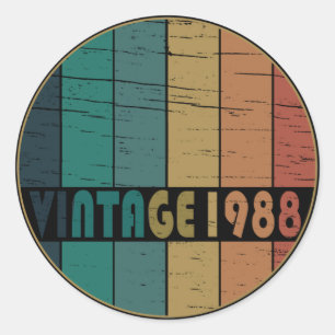 Sticker Rond Né en 1988 cadeau d'anniversaire vintage