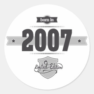 Sticker Rond Né en 2007 (Dark&Lightgrey)