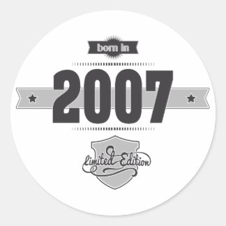 Sticker Rond Né en 2007 (Dark&Lightgrey)