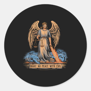 Sticker Rond Ne faites pas la paix avec l'archange Michel Jésus