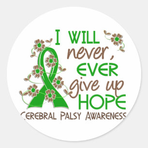 Sticker Rond Ne jamais renoncer à l'espoir 4 Cérébral Palsy