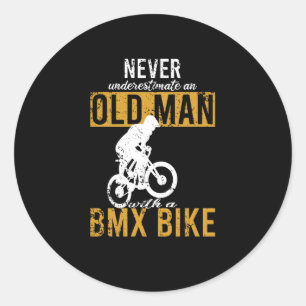 Sticker Rond Ne jamais sous-estimer Vieux Homme BMX Vélo Papa G