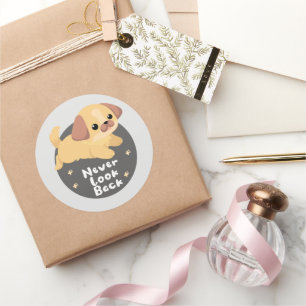 Sticker Rond Ne jamais verrouiller Kawaii drôle de chien heureu