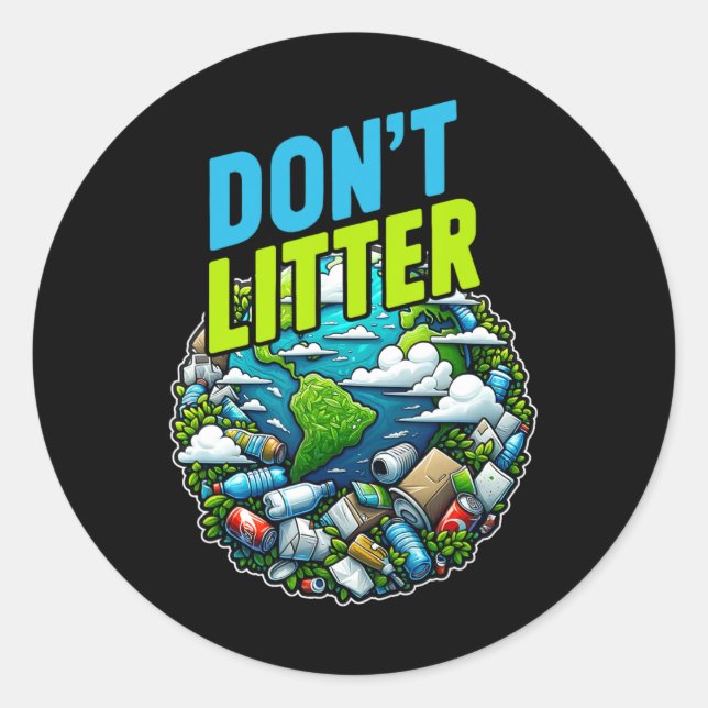 Sticker Rond Ne laissez pas l'anti-détritus pas l'environnement (Devant)