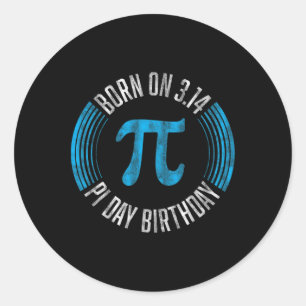 Sticker Rond Né Le 3.14 Pi Jour 14 Mars Anniversaire