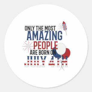 Sticker Rond Né le 4 juillet Fête de l'Indépendance