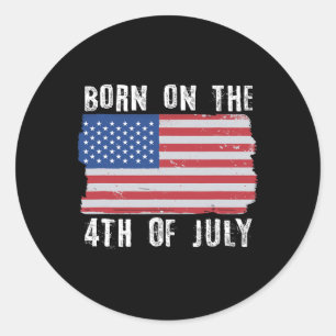 Sticker Rond Né Le Jour 4 juillet De L'Indépendance