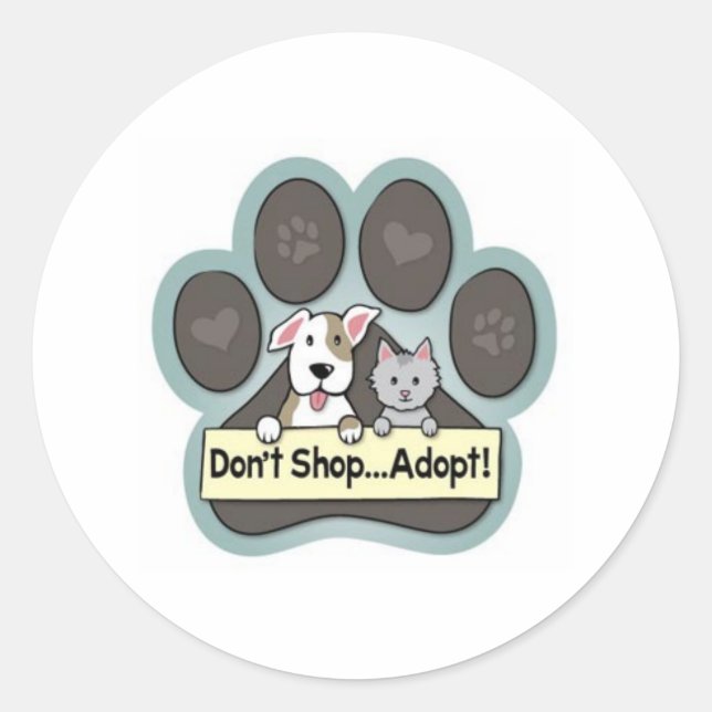 Sticker Rond Ne pas acheter Adoptez un animal de compagnie mign (Devant)