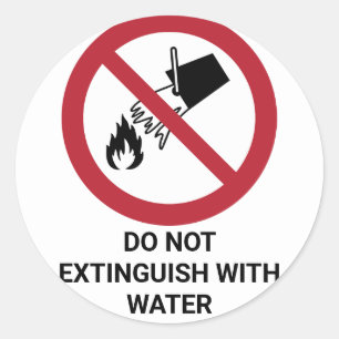 Sticker Rond Ne Pas Extincer Avec L'Eau, Panneau D'Interdiction