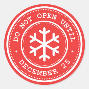 Sticker Rond Ne pas ouvrir avant l'étiquette cadeau Rouge Blanc