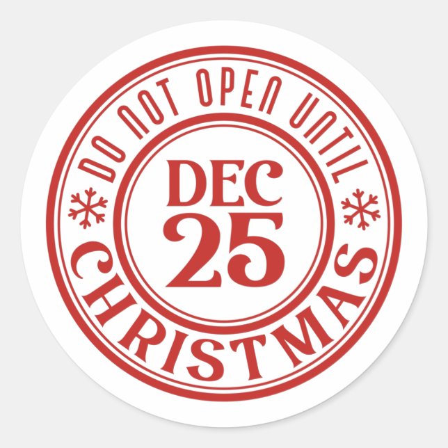 Sticker Rond Ne pas ouvrir avant Noël Flacon de neige (Devant)