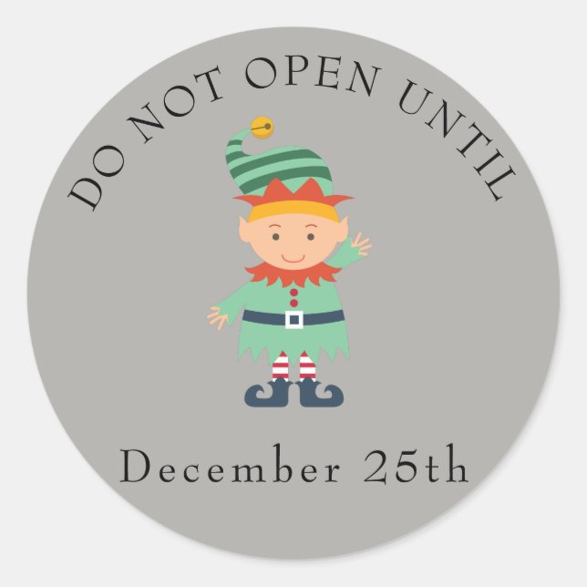 Sticker Rond Ne pas ouvrir elfe (Devant)