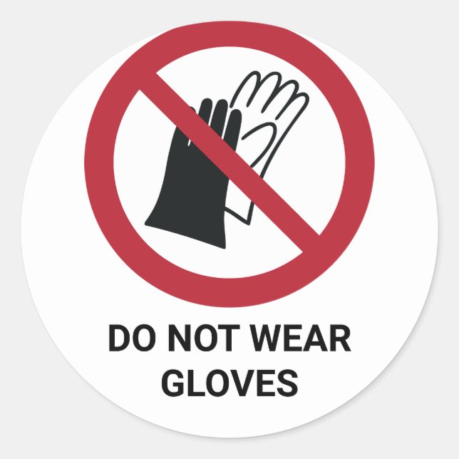 Sticker Rond Ne pas porter de gants, signe d'interdiction (Devant)