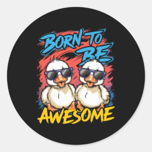 Sticker Rond Né pour être génial mignon