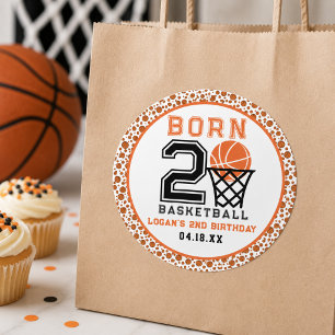 Sticker Rond Né pour le Basketball 2e anniversaire garçon spo