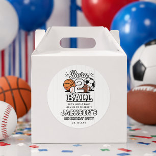 Sticker Rond Né pour le sport 2 Ball Thème Garçon 2ème Annivers
