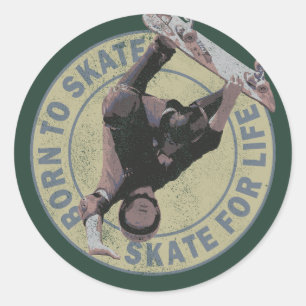 Sticker Rond né pour patiner patiner pour la vie vintage skateb