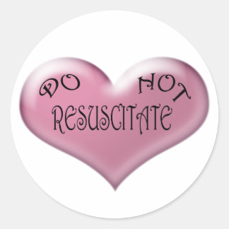 Sticker Rond Ne ressuscitez pas le coeur rose