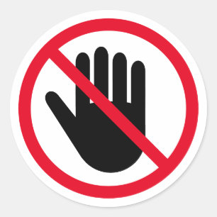 Sticker Rond Ne touchez pas à la main le symbole d'avertisseme
