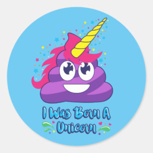 Sticker Rond Né Une Unicorne (Poop Emoji)
