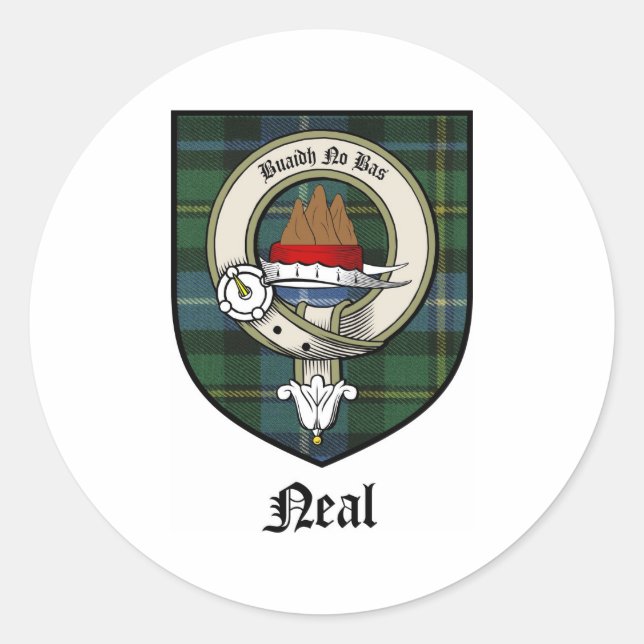 Sticker Rond Neal Clan Crest Badge Tartan (Devant)
