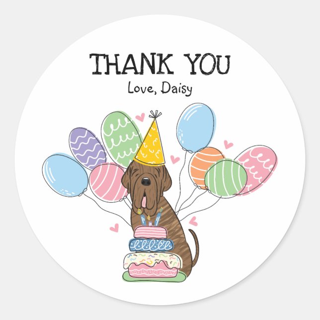 Sticker Rond Neapolitan Mastiff Anniversaire Favoriser Tags Sti (Devant)