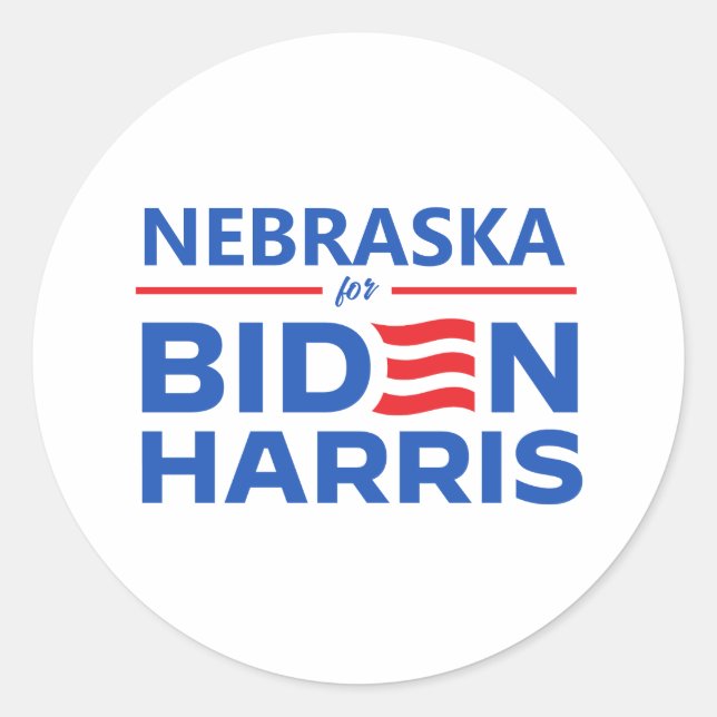 Sticker Rond Nebraska pour Biden Harris (Devant)
